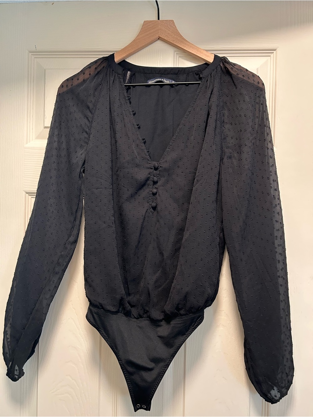 Abercrombie & Fitch Swiss Dot Romantic Long Sleeve Bodysuit|Coquette| Size S